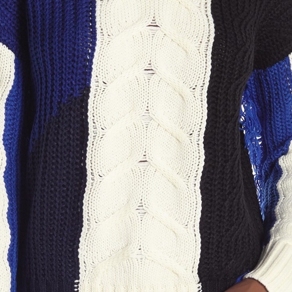 Colorblock ribbed cable knit fringe sweater weather outfit - Picture 5 of 14